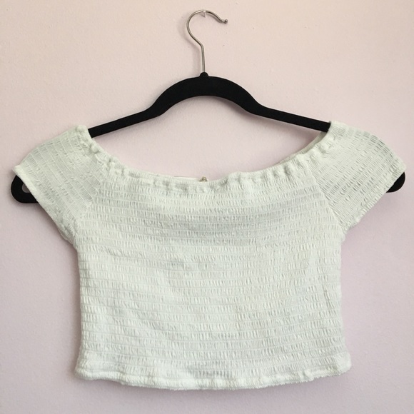 brandy melville off-the-shoulder white crop top - Picture 1 of 2
